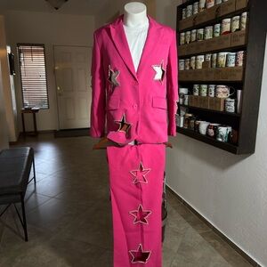Nasty Gal Vibrant Pink Star Blazer and Pants Set